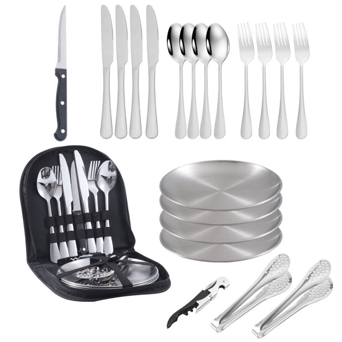 20pcs Camping Stainless Steel Cutlery Set