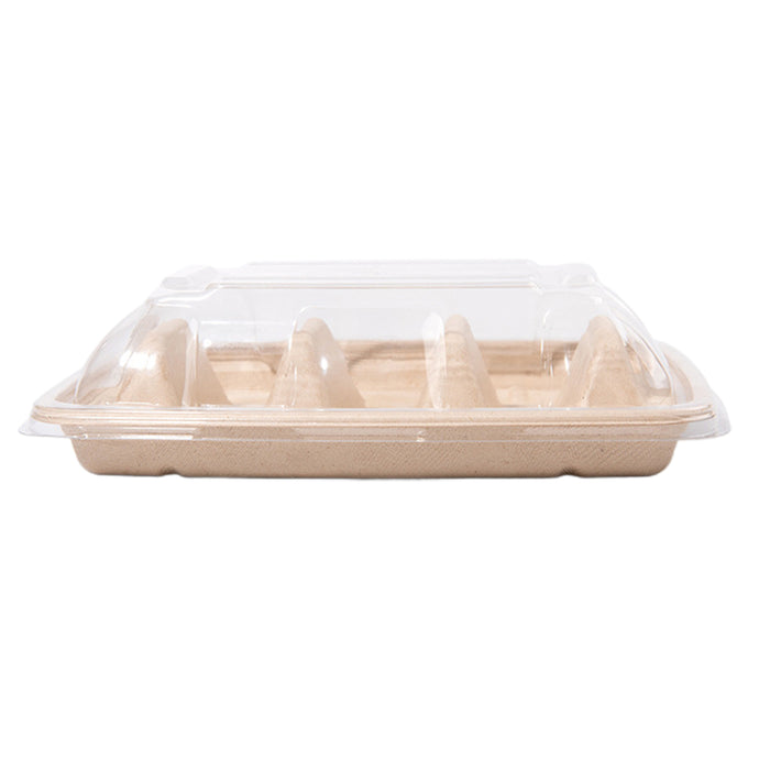 50pcs,Transparent Three-grid Taco Boxes