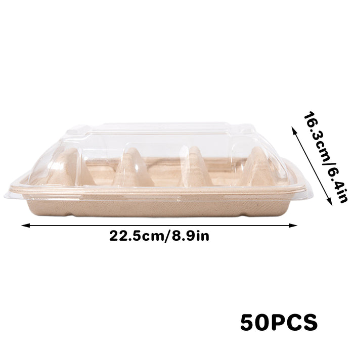 50pcs,Transparent Three-grid Taco Boxes