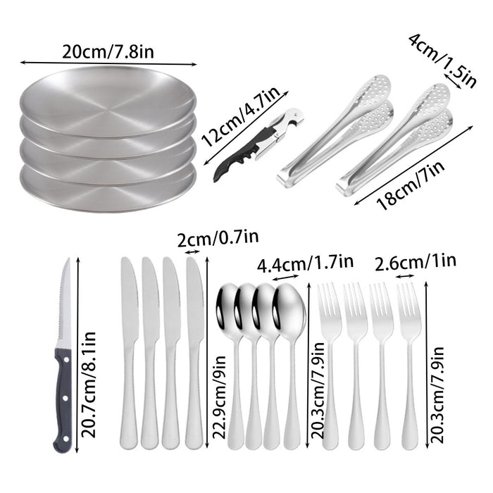 20pcs Camping Stainless Steel Cutlery Set