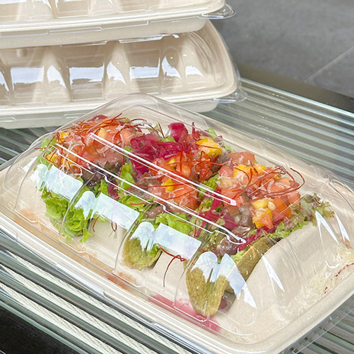50pcs,Transparent Three-grid Taco Boxes