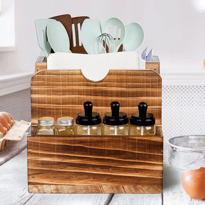 Cutlery Caddy with Spice Bottle and Napkin Storage