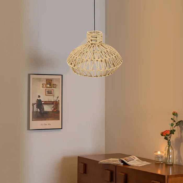 Rattan-Like Lampshade Lamp 300x210mm