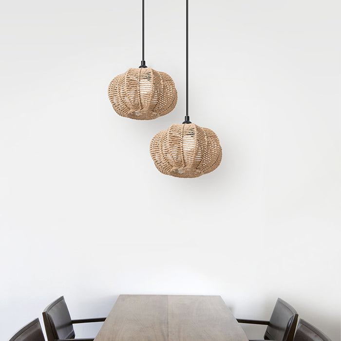 Pastoral Handwoven Paper Rope Lampshade Creative Hanging Light 230x35mm