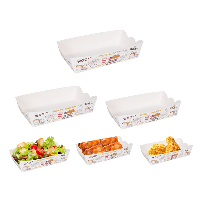 100pcs Paper Food Trays, 143x85x40mm