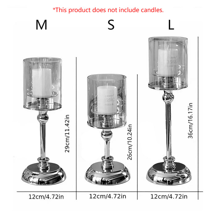 Metal Glass Candlestick Holder, Large size