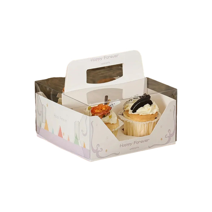 Clear Cupcake Box, 4-cup box, 10pcs
