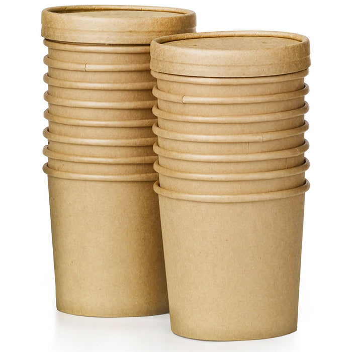 100pcs Paper Bowl with Lid, 73x85mm