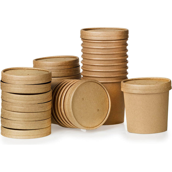 100pcs Paper Bowl with Lid, 73x85mm