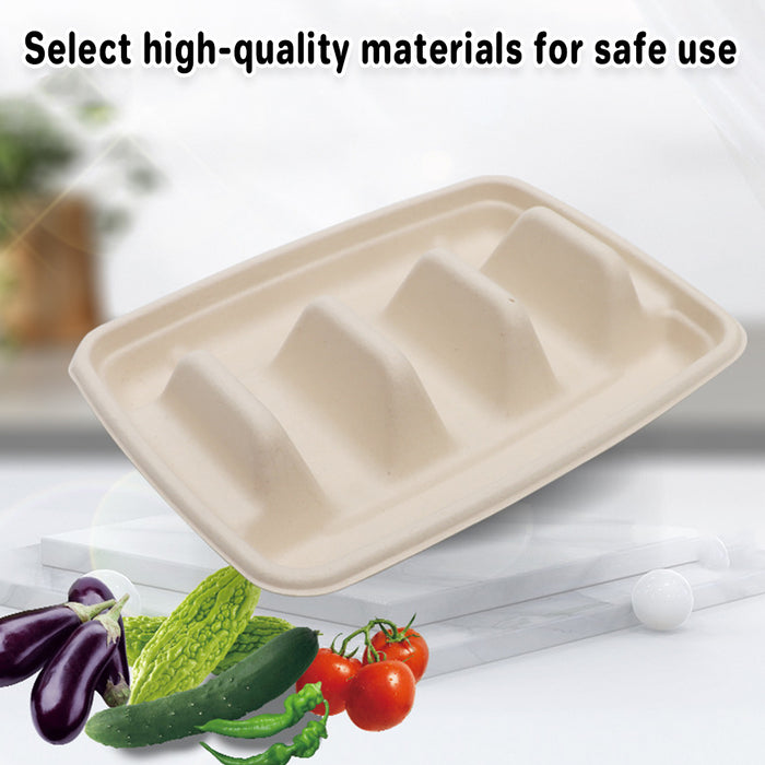 50pcs,Transparent Three-grid Taco Boxes