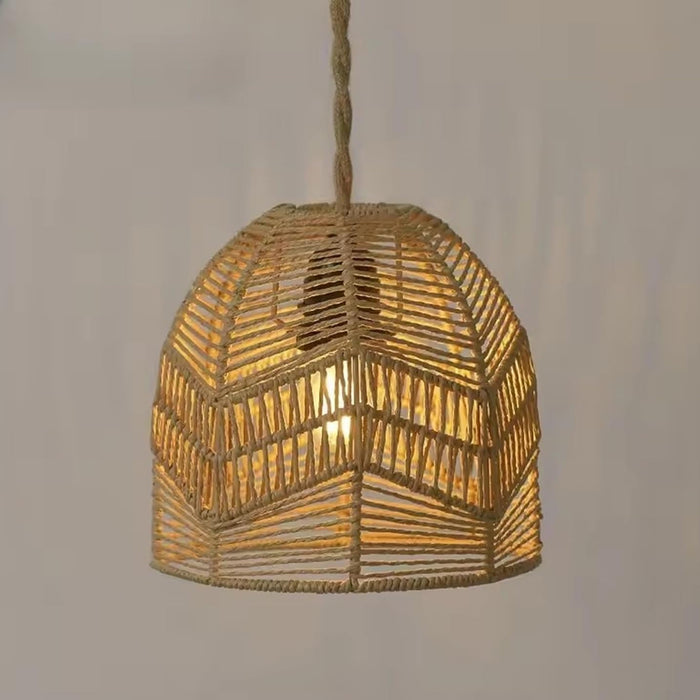 Brown Paper Rope Pendant Light Rattan Lamp, 60x190x190mm