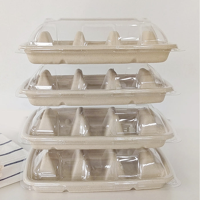 50pcs,Transparent Three-grid Taco Boxes