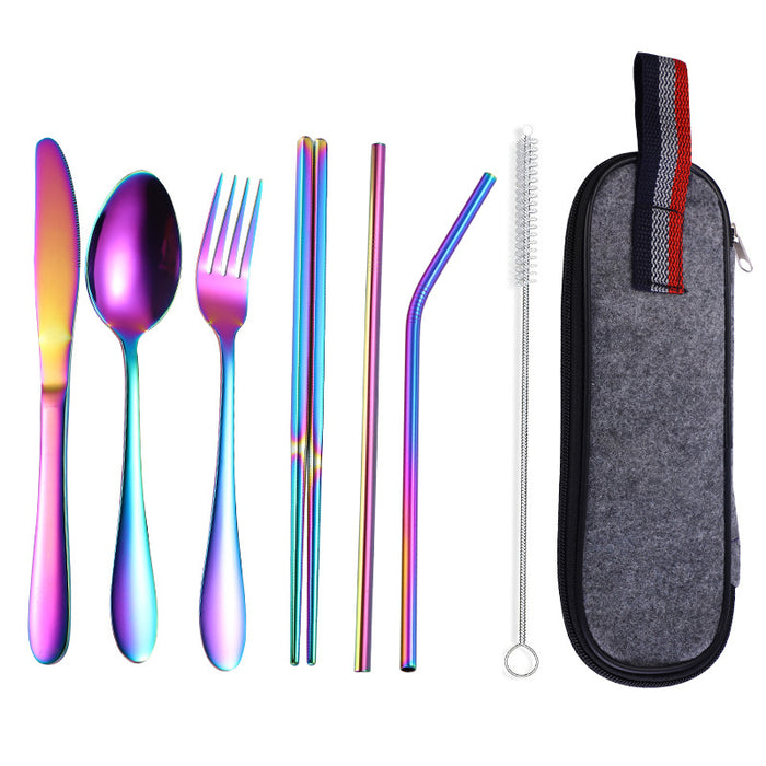 8pcs Portable Stainless Steel Tableware