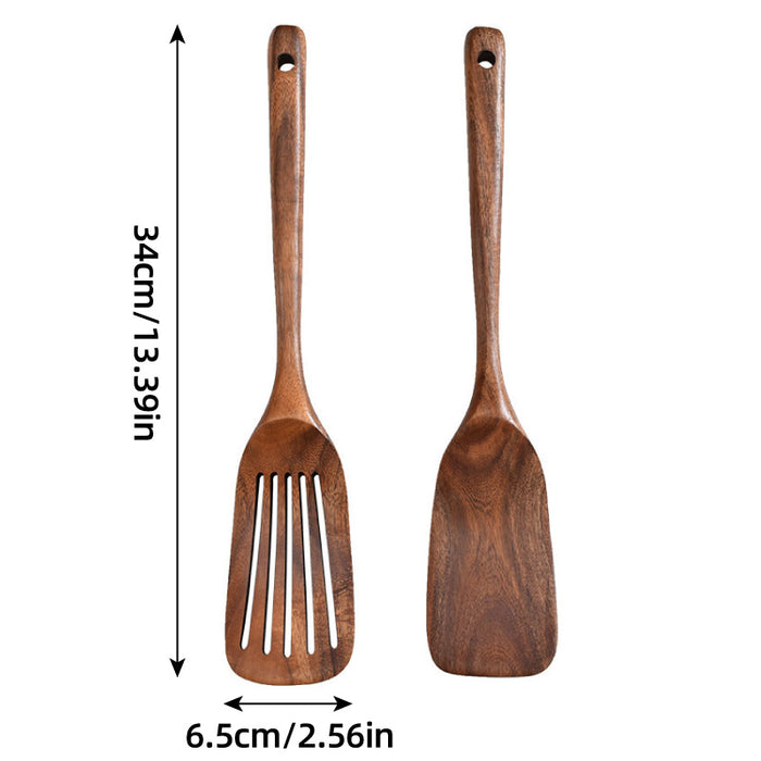 Wooden Frying Spatula Long Handle set of 2