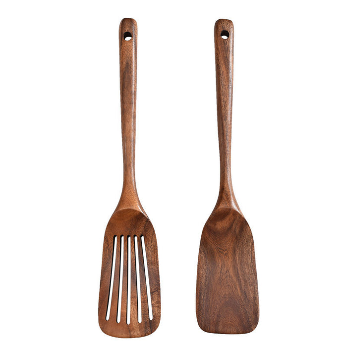 Wooden Frying Spatula Long Handle set of 2