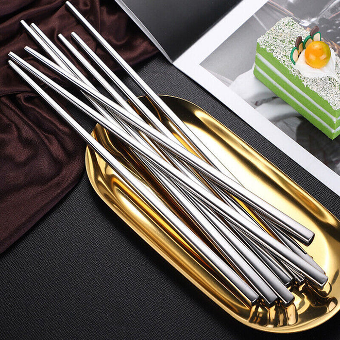 10Pairs Stainless Steel Chopsticks, 225mm