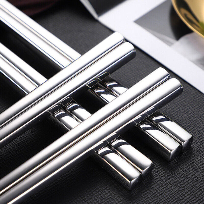 10Pairs Stainless Steel Chopsticks, 225mm