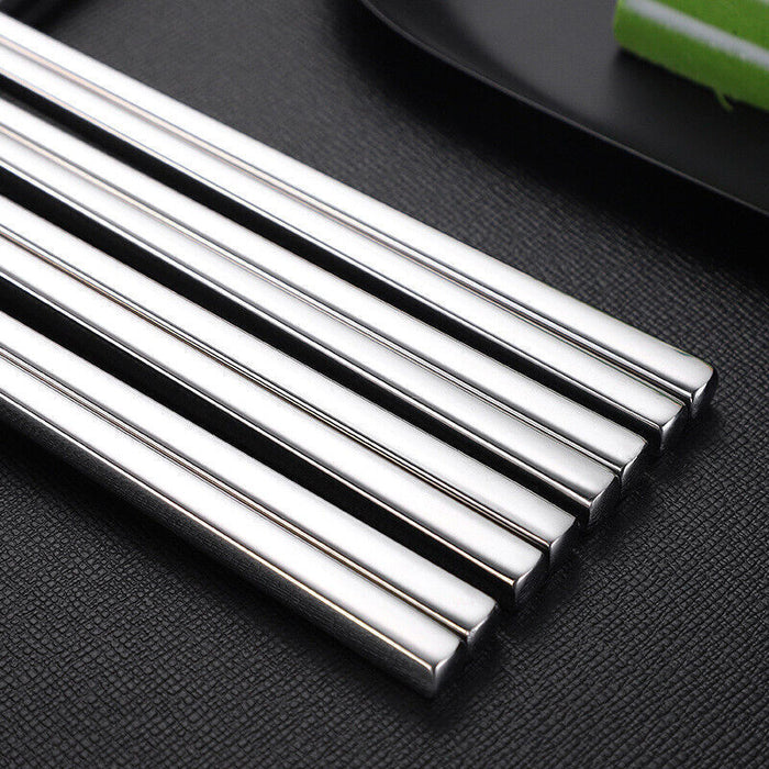 10Pairs Stainless Steel Chopsticks, 225mm
