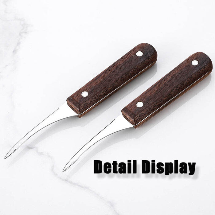 Stainless Steel Shrimp Peeler Tool with Wooden Handle for Seafood