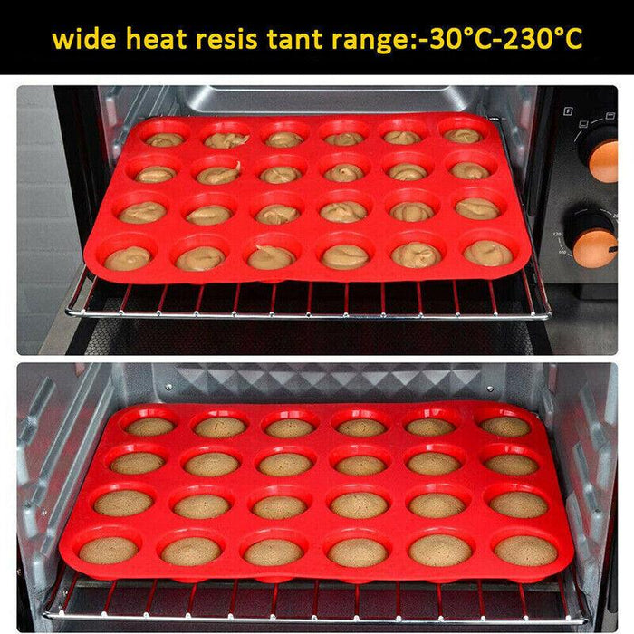 24 Cavity Silicone Baking Mold Mini Cupcake Muffin Tray