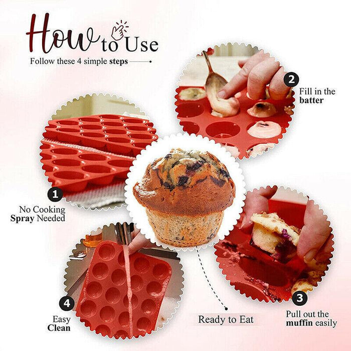 24 Cavity Silicone Baking Mold Mini Cupcake Muffin Tray