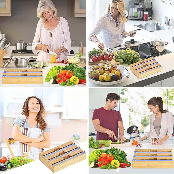 Bamboo Food Wrap Dispenser, 2/3 Grid