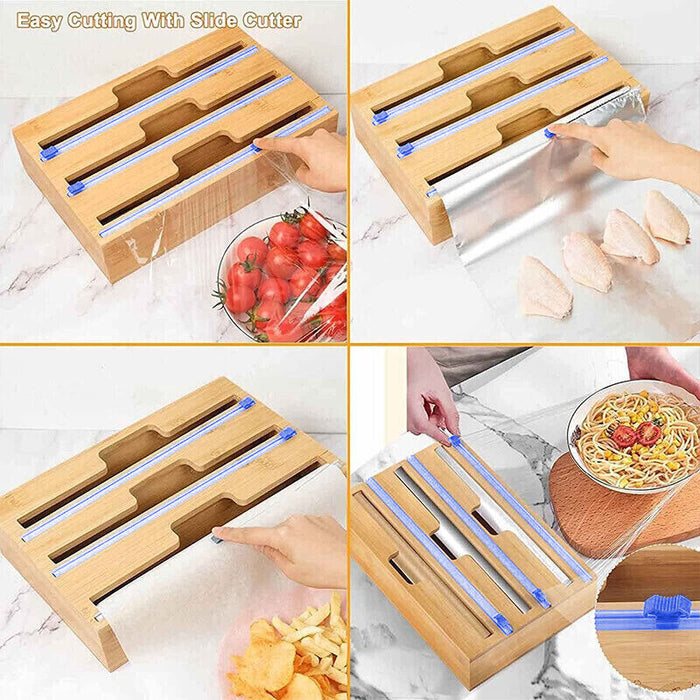 Bamboo Food Wrap Dispenser, 2/3 Grid