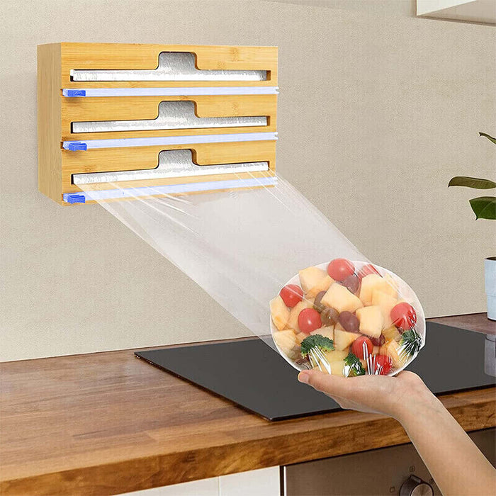 Bamboo Food Wrap Dispenser, 2/3 Grid