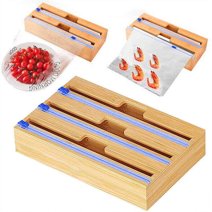 Bamboo Food Wrap Dispenser, 2/3 Grid