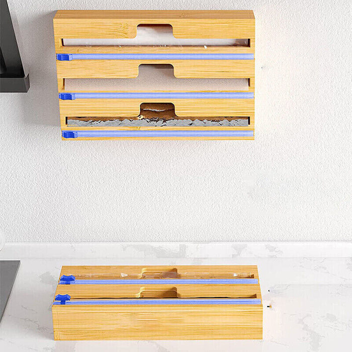 Bamboo Food Wrap Dispenser, 2/3 Grid