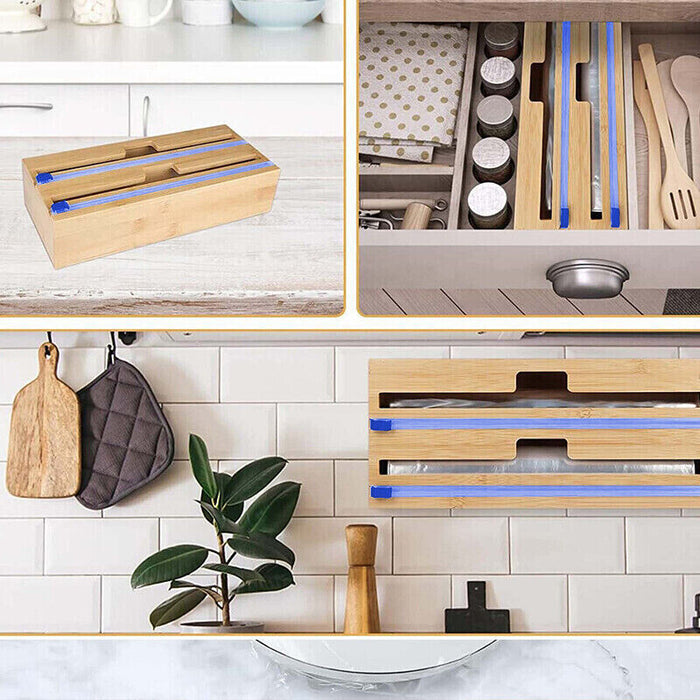 Bamboo Food Wrap Dispenser, 2/3 Grid