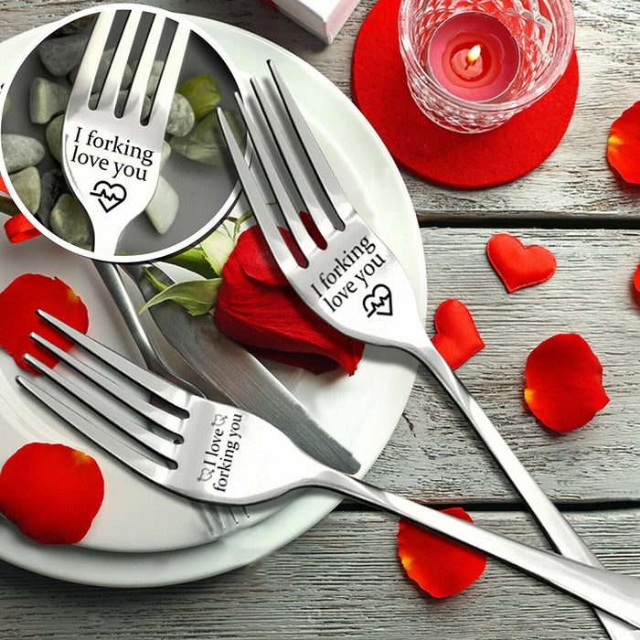 “I love forking you” Engraved Stainless Steel Fork, Gift Box