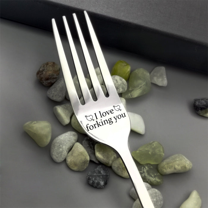 “I love forking you” Engraved Stainless Steel Fork, Gift Box