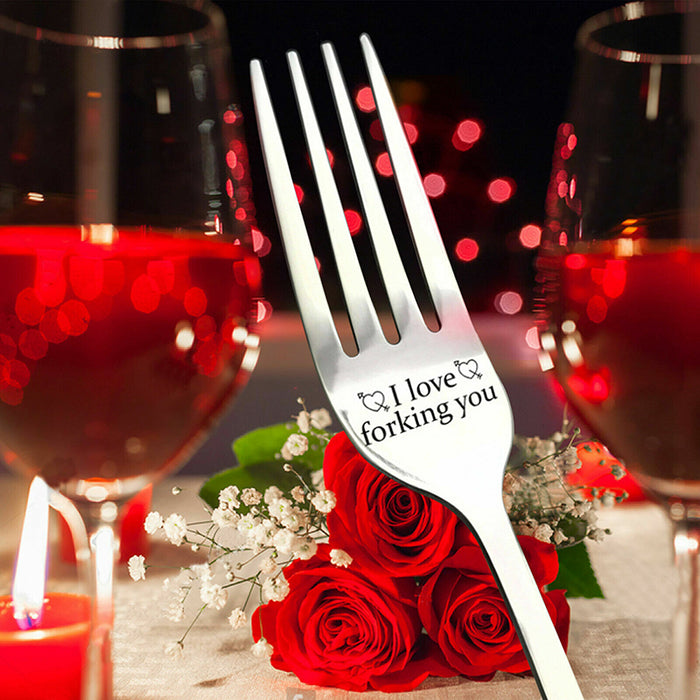 “I love forking you” Engraved Stainless Steel Fork, Gift Box