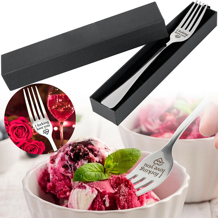 “I love forking you” Engraved Stainless Steel Fork, Gift Box