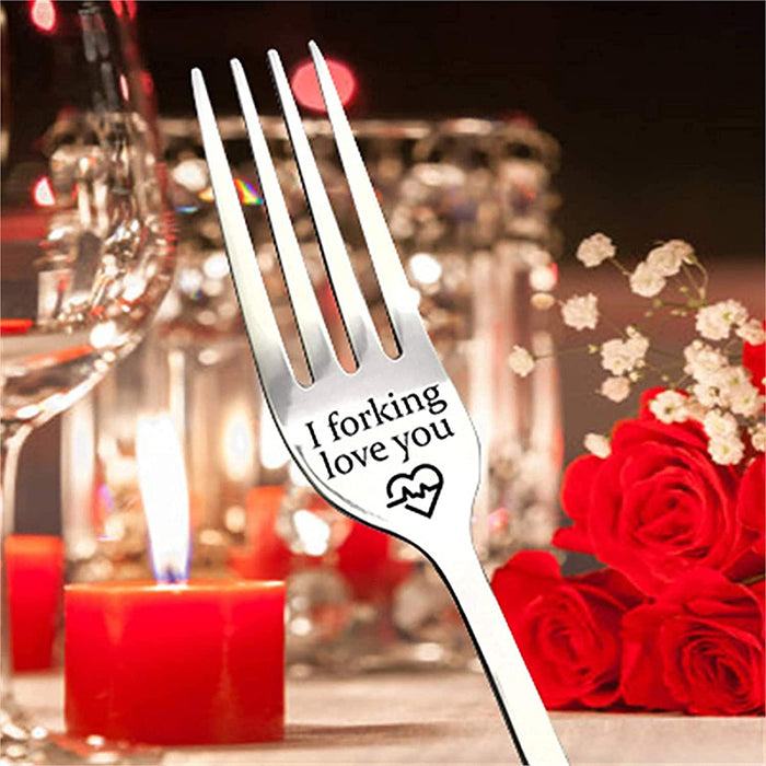 “I love forking you” Engraved Stainless Steel Fork, Gift Box