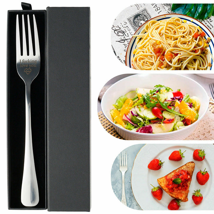“I love forking you” Engraved Stainless Steel Fork, Gift Box
