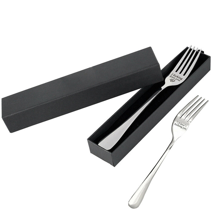 “I love forking you” Engraved Stainless Steel Fork, Gift Box