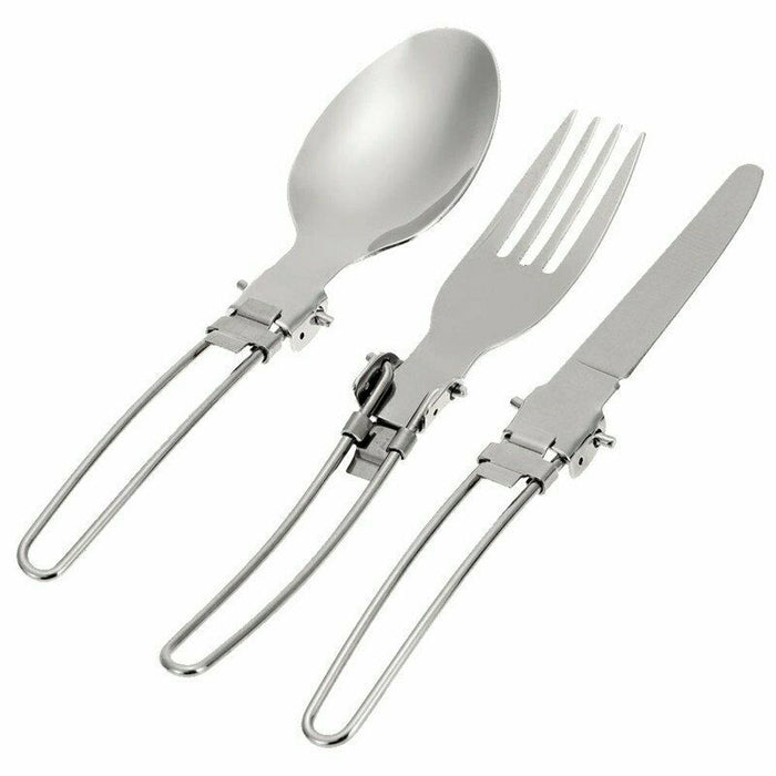 3PCS Stainless Foldable Knife Spoon Fork Travel Camping Picnic Folding Utensil