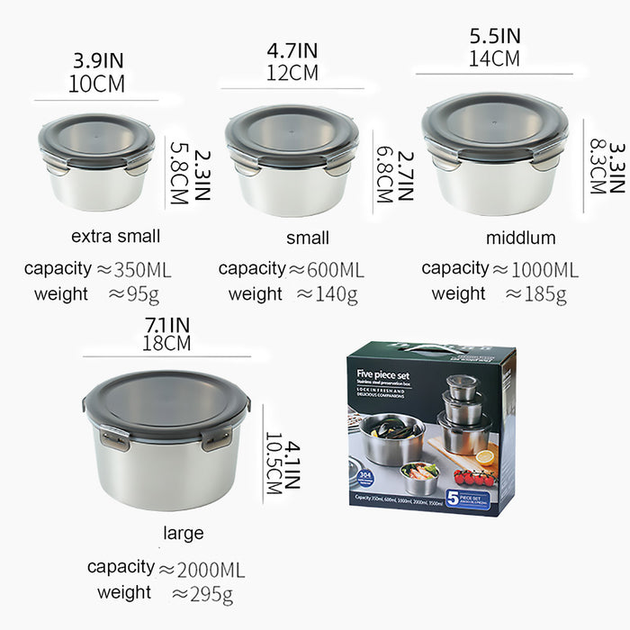 304 Stainless Steel Food Container, sets of 4