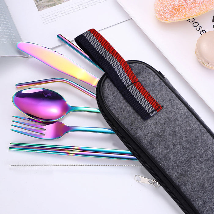 8pcs Portable Stainless Steel Tableware