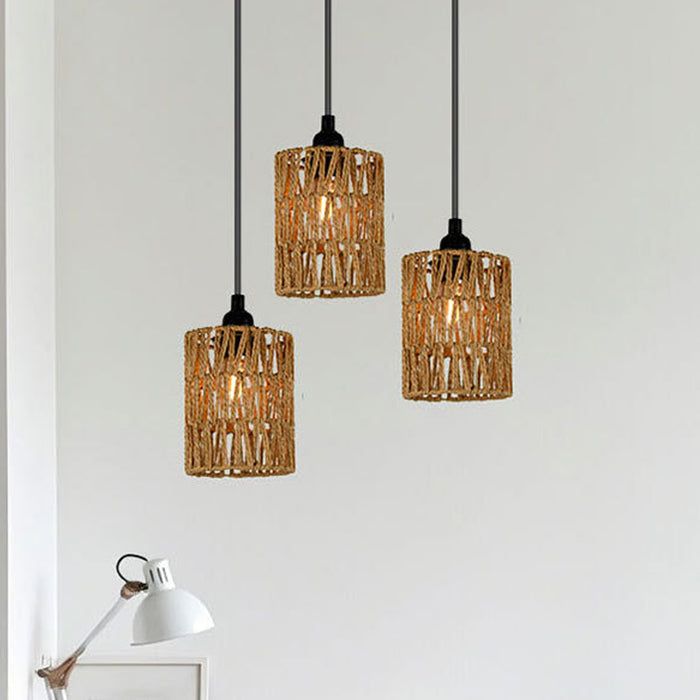Paper Rope Pendant Light Rattan-Like Lampshade Lamp 150x115mm
