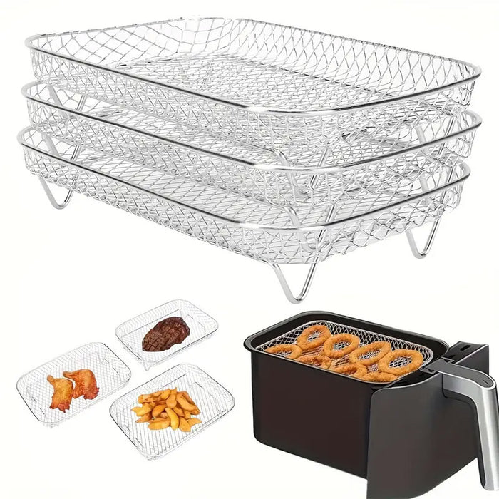 Rectangular Air Fryer Racks, 194x134x90mm, 3 pcs
