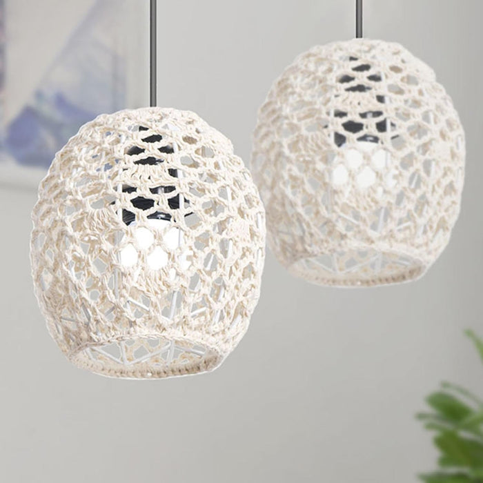 Paper Rope Pendant Light Rattan-Like Lampshade Lamp 150x150mm