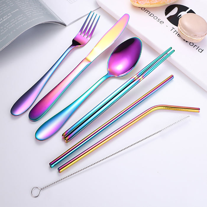 8pcs Portable Stainless Steel Tableware