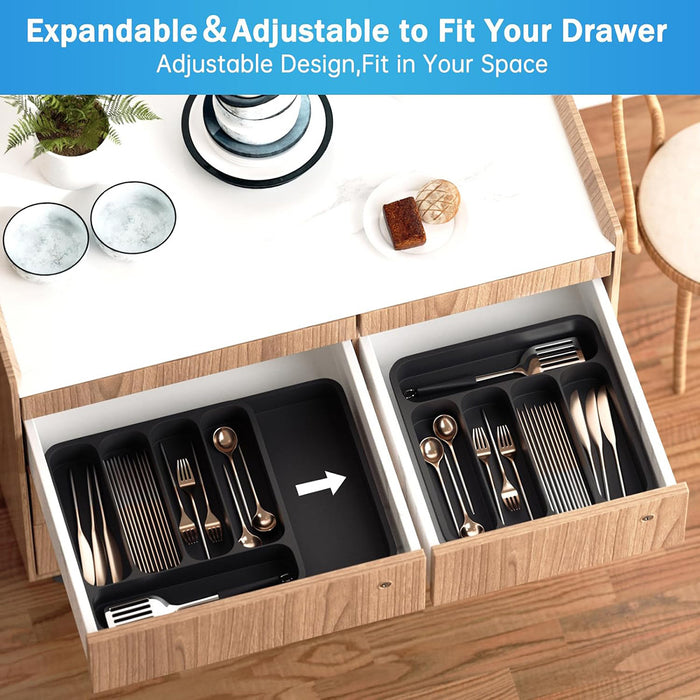 Expandable Cutlery Drawer Organizer Adjustable 6-Slot Kitchen Utensil Tray