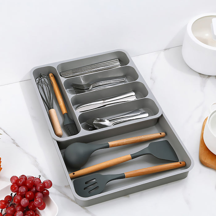 Expandable Cutlery Drawer Organizer Adjustable 6-Slot Kitchen Utensil Tray