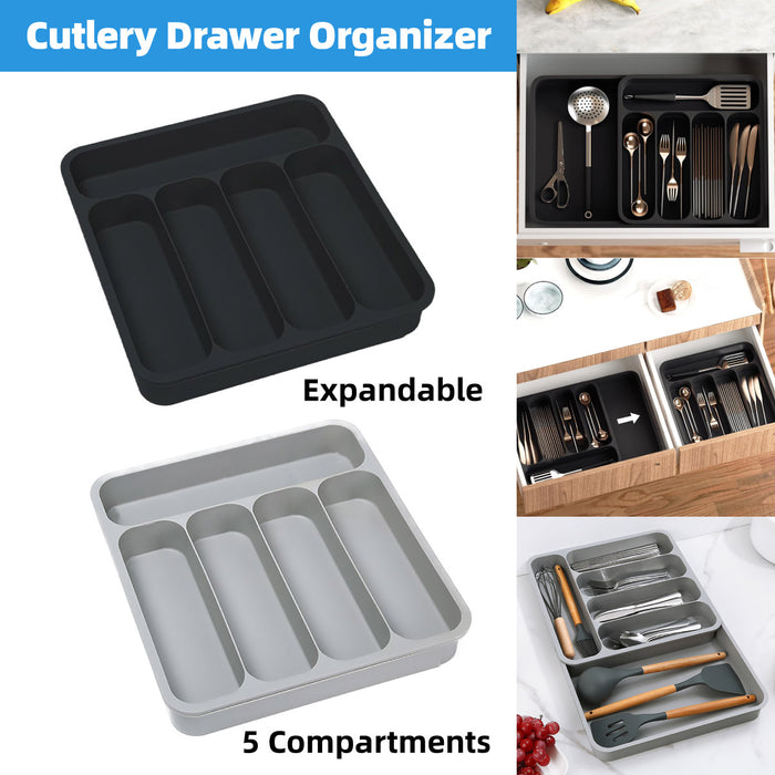 Expandable Cutlery Drawer Organizer Adjustable 6-Slot Kitchen Utensil Tray