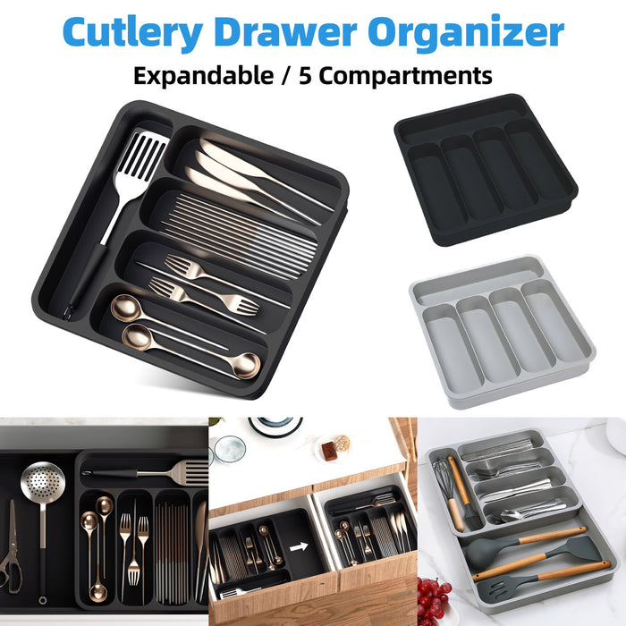 Expandable Cutlery Drawer Organizer Adjustable 6-Slot Kitchen Utensil Tray