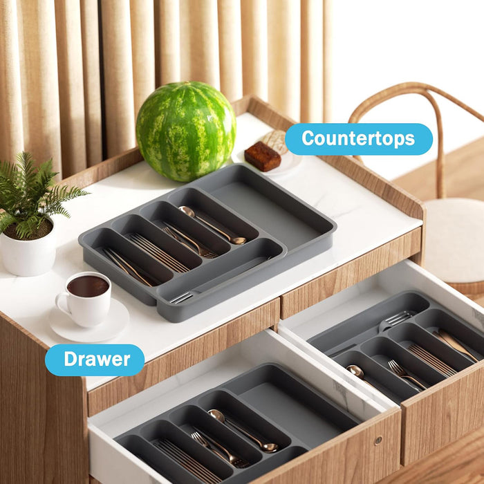 Expandable Cutlery Drawer Organizer Adjustable 6-Slot Kitchen Utensil Tray